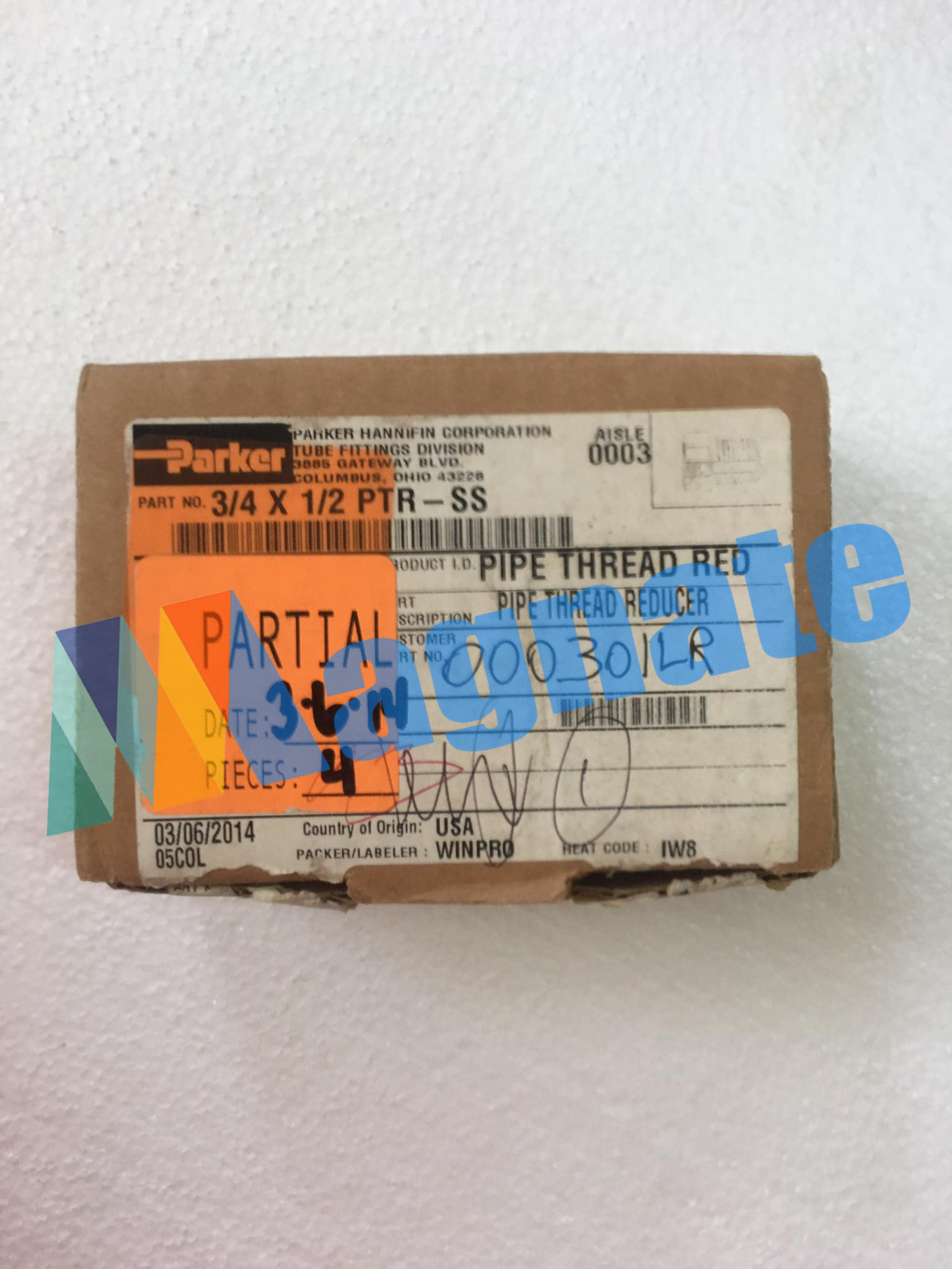 Parker Pipe Thread Reducer 3/4 X 1/2 PTR-SS